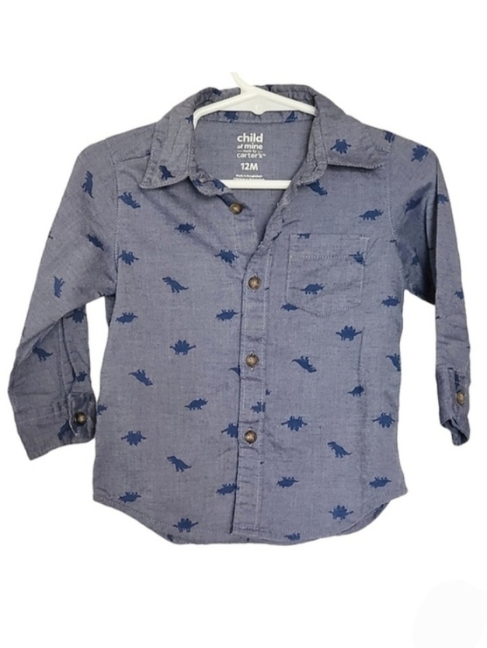 K1150 * Child of Mine Boys Dinosaur Button Down Blue Size 12M